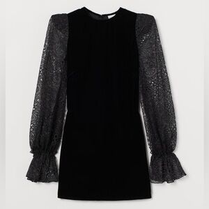 The Vampire’s Wife x H&M black velvet and lace sleeve mini dress